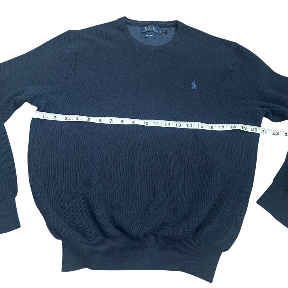 Polo Ralph Lauren Mens Sweater Large Pima Cotton Navy Blue Pony - Picture 6 of 7